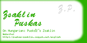 zsaklin puskas business card